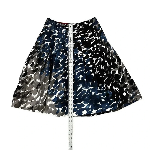 Anthropologie Maeve Pleated Skirt Black Blue Grey Watercolor Pockets Size 2 - Picture 8 of 10